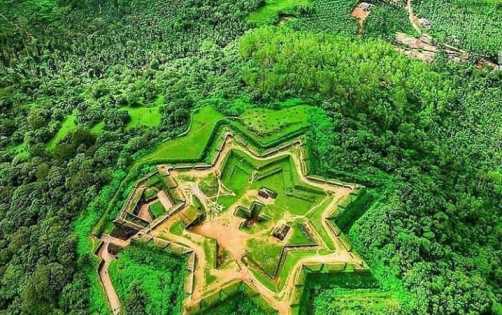 manjarabad star fort drone view