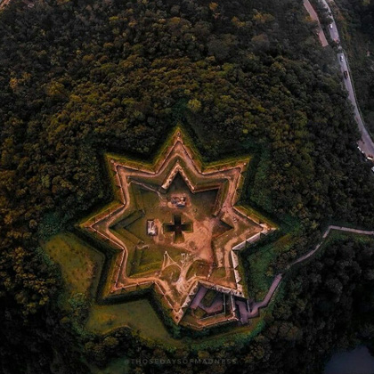 manjarabad star fort drone view